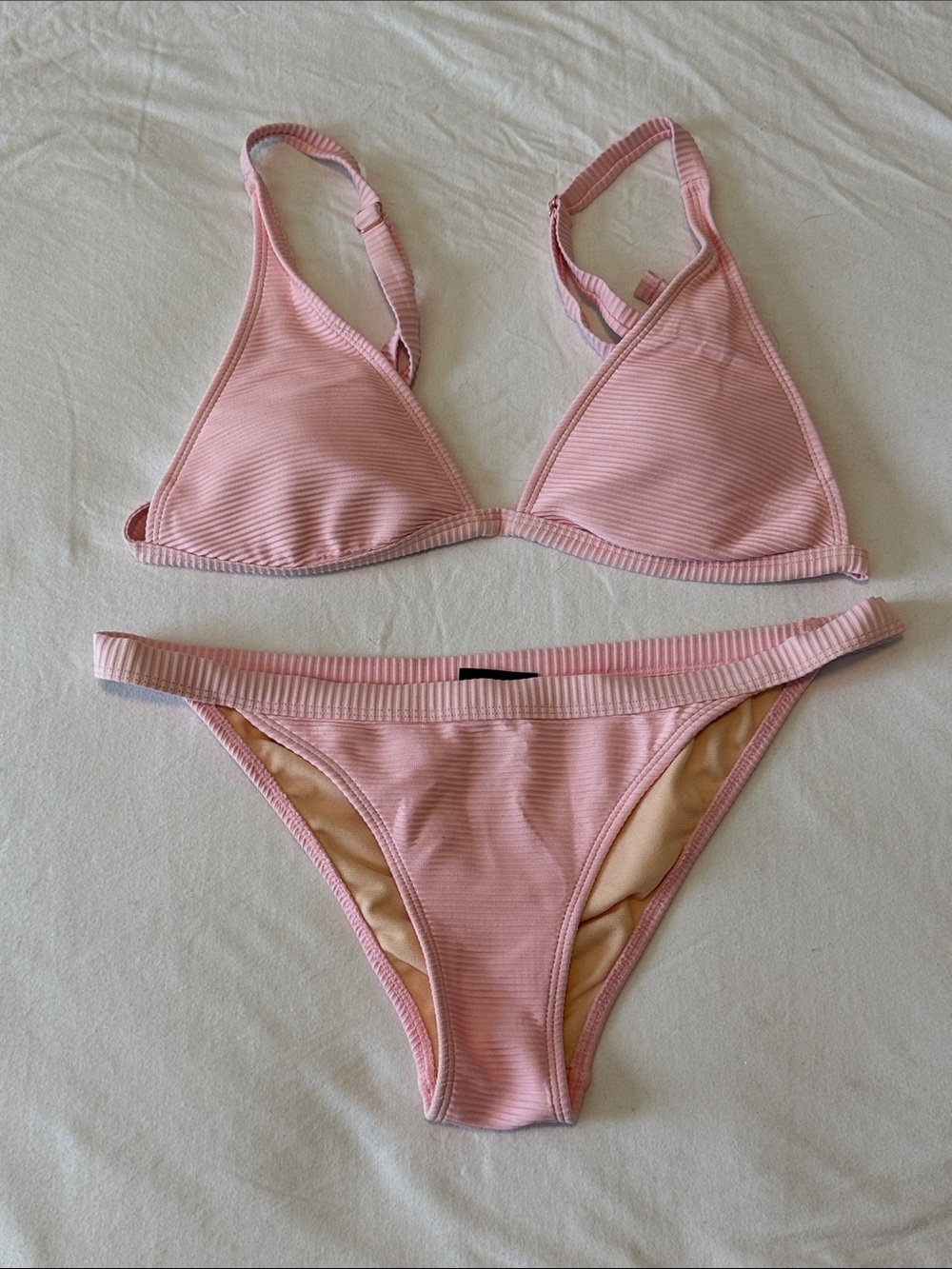 PacSun Light Pink Ribbed Triangle Bikini Set